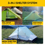 Lanshan Ultralight Tent 3-Season Waterproof Backpacking Tent For 2 Person Camping, Climbing, Hiking, Travelling, Mountaineering,
