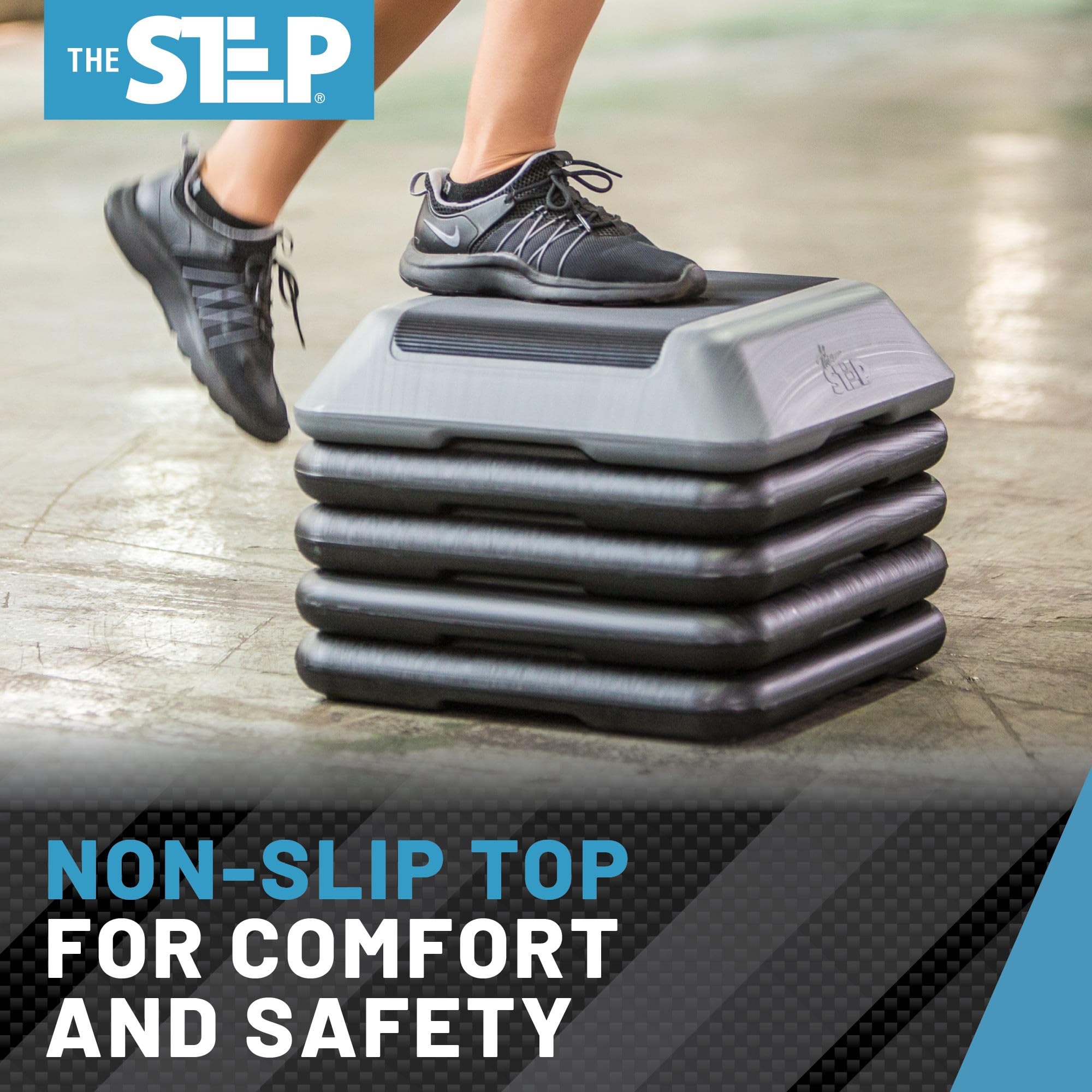 The Step Adjustable High Step Aerobic Platform With 4 Risers, Home Gym Workout Equipment, Fitness Stair Stepper Exercise Platfor