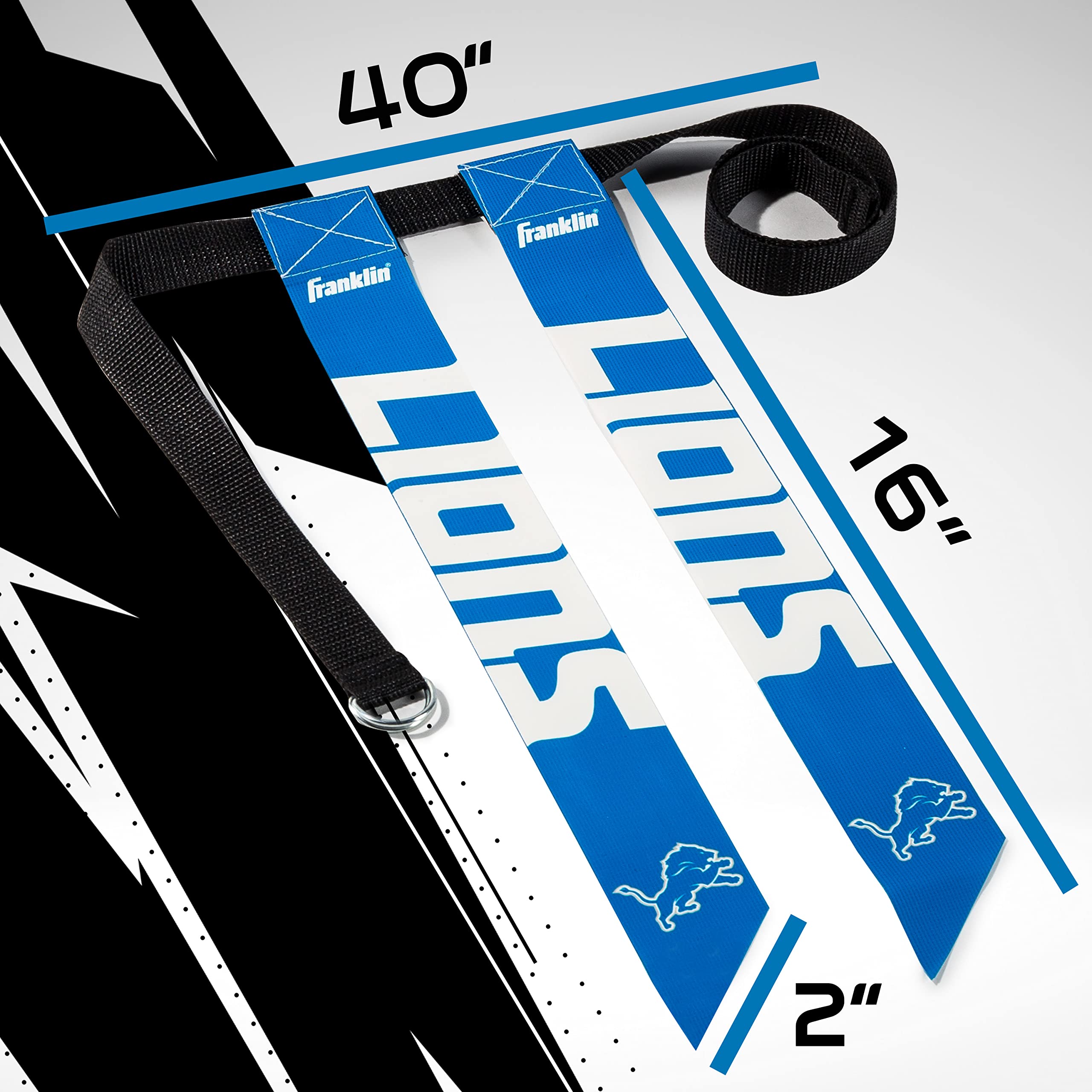 Franklin Sports Nfl Detroit Lions Flag Football Sets - Nfl Team Flag Football Belts And Flags - Flag Football Equipment For Kids