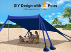 Vibemo Beach Tent, Beach Canopy Sun Shade With Upf50+ Uv Protection, 10X10Ft, Includes 8 Sandbags, Sand Shovel, Ground Pegs & 4
