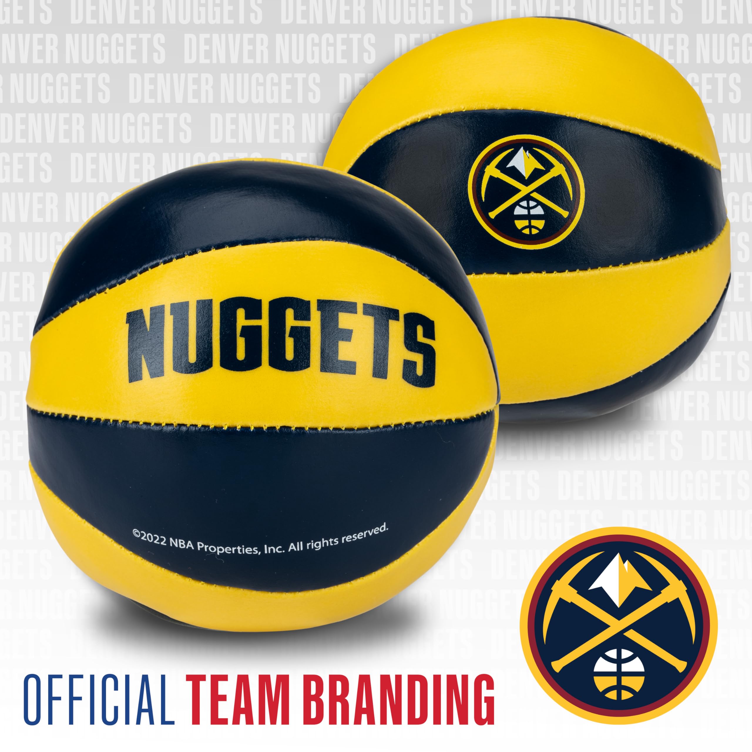 Franklin Sports Nba Denver Nuggets Toy Basketballs - 2 Pack Of Kids Soft Mini Basketballs For Over The Door + Indoor Hoops - Nba