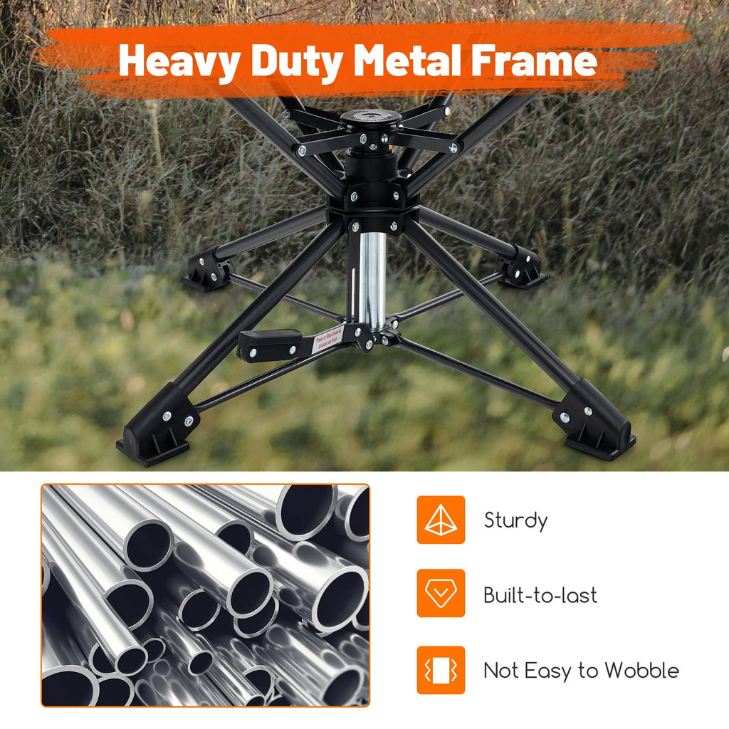 Goplus Swivel Camping Chair, Portable Hunting Chair For Adults W/Cup Holder & Carrying Bag, Folding 360-Degree Free Rotation Law