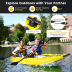 Gymax Inflatable Kayak, 12.5Ft 507Lbs Tandem Kayak With 2 Aluminum Paddles, 2 Padded Seats, 2 Fins, Hand Pump, Carry Bag & Repai