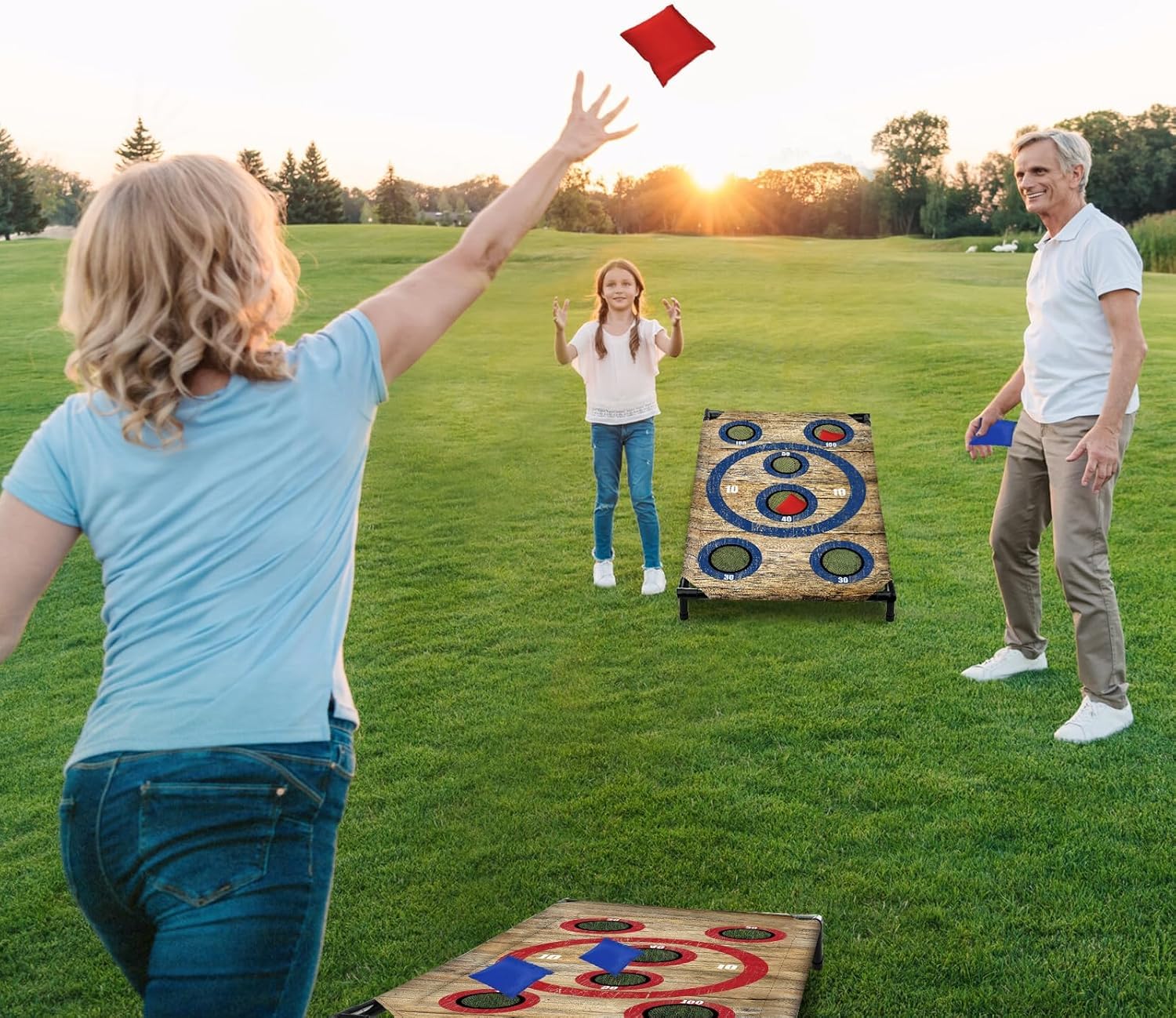 Nzqxjxz Portable Cornhole Board Set 3X2 Ft With 8 Bean Bags Corn Hole Toss Game Cornhole Games For Indoor And Outdoor Parties, I