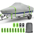 Uirway Boat Cover Waterproof, Heavy Duty 1200D Boat Tarp With Reflective Strips, Bass Boat Covers For Trailering & Mooring, Fits