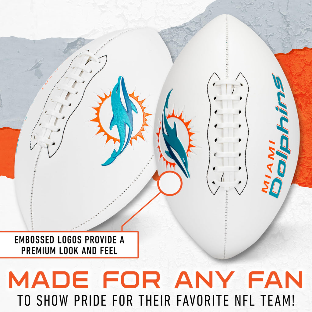 Franklin Sports Nfl Miami Dolphins Autograph Football - Official Size White Panel Souvenir Football For Autographs + Signatures