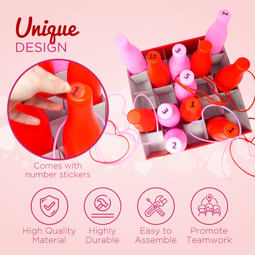 4E'S Novelty Valentine Bottle Ring Toss Game For Kids Party Activity, Indoor/Outdoor Backyard Yard Carnival Game, Classroom Vale