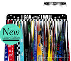 Ibobbish I Can & I Will Sports Marathon Medal Display Hanger Holder Racks Frame In Matt Black Surface Wall Mount Over 40 Medals