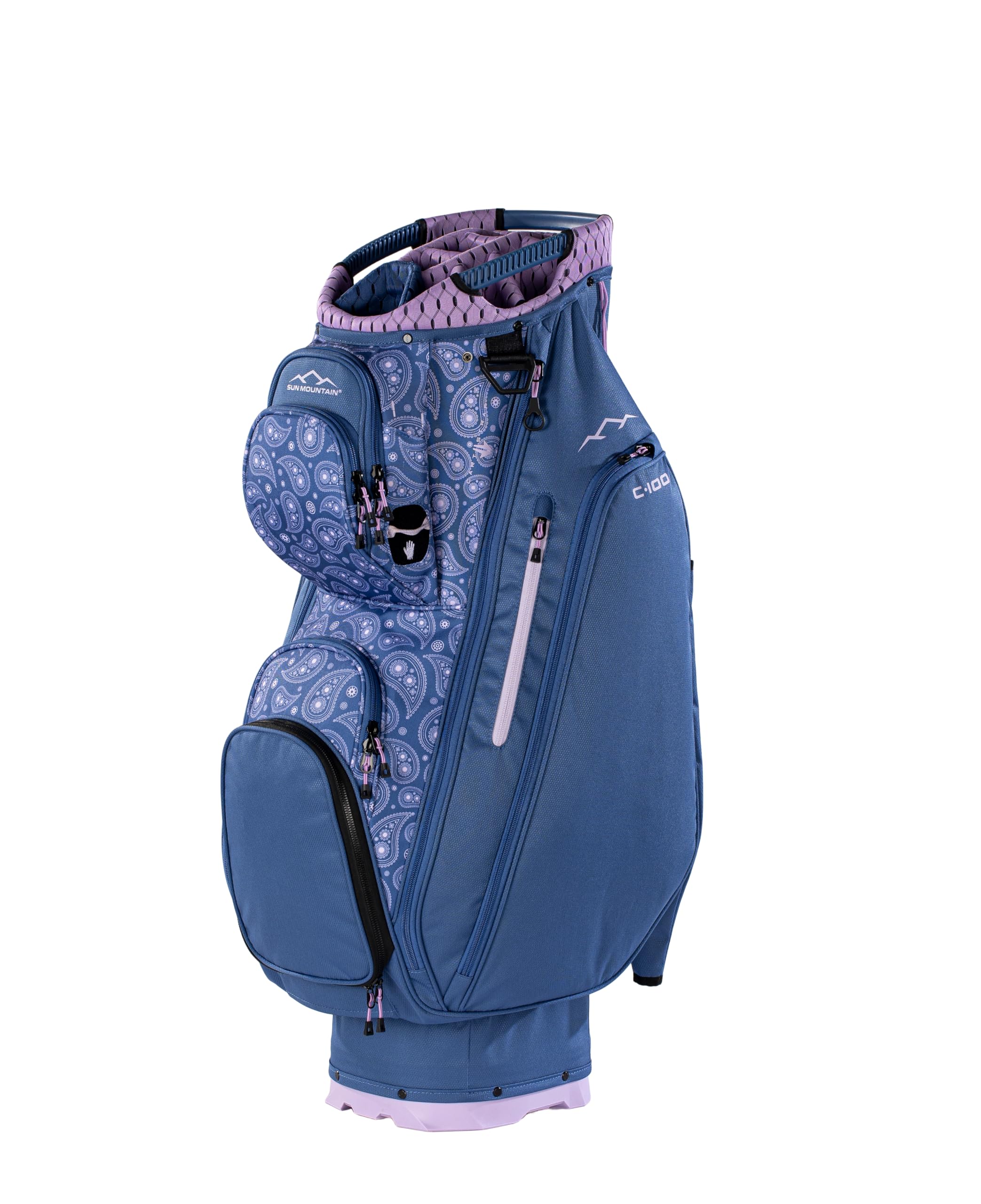 Sun Mountain Womens C100 Lightweight Cart Golf Bag, 14-Way Top, 2026 Model, Sport Paisley Lavender