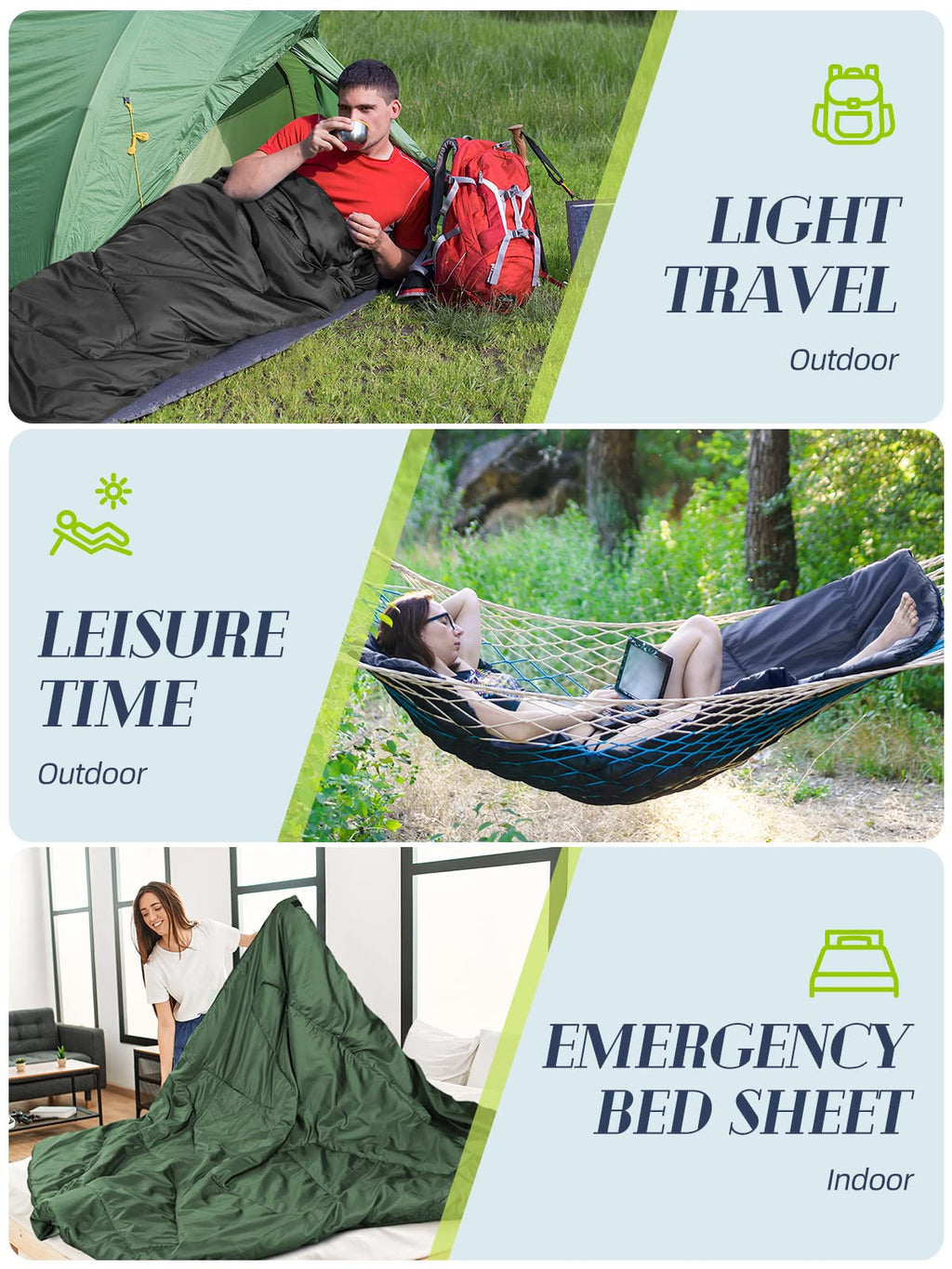 Bessport Lightweight Sleeping Bag, Ultralight Backpacking Sleeping Bag, 3 Season Waterproof For Adults Kids, Outdoor, Hiking, Ca
