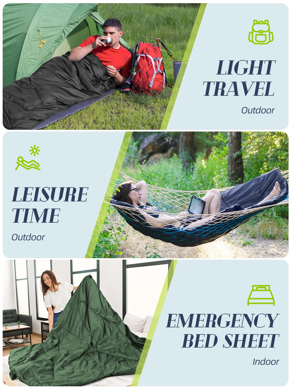 Bessport Lightweight Sleeping Bag, Ultralight Backpacking Sleeping Bag, 3 Season Waterproof For Adults Kids, Outdoor, Hiking, Ca