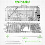 Szhlux 32'' Live Animal Cage Trap, Heavy Duty Folding Raccoon Traps, Humane Cat Trap For Stray Cats, Raccoons, Squirrel, Skunk,