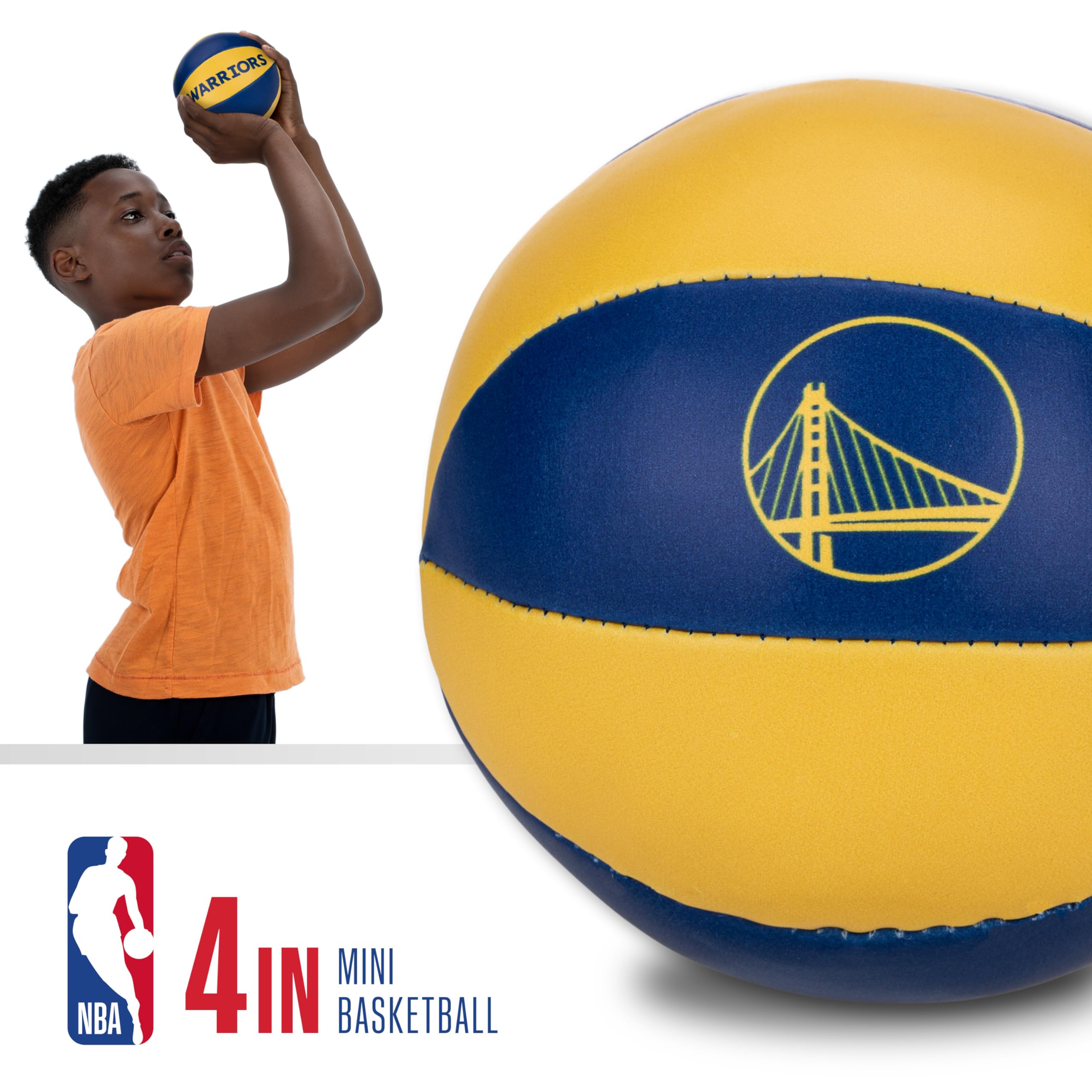 Franklin Sports Nba Golden State Warriors Toy Basketballs - 2 Pack Of Kids Soft Mini Basketballs For Over The Door + Indoor Hoop