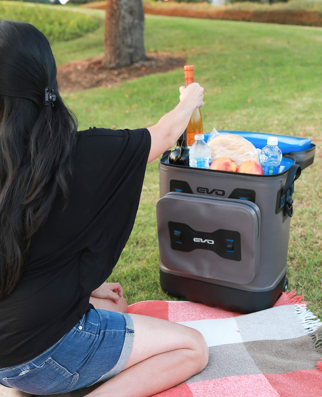 Evolution Outdoor Evo Leak Proof Rolling Cooler 25 Quart, 16X 12X 22In. Insulated Cooler Bag With Abs Molded Top, 8 Accessory Lo