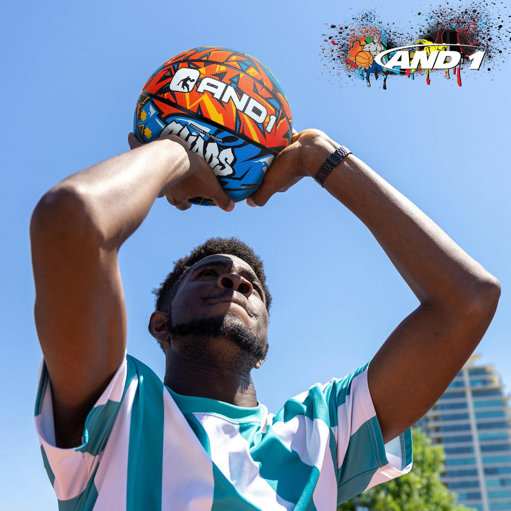 AND1 Chaos Rubber Basketball: Official Regulation Size 7 (29.5 inches) Rubber Basketball - Deep Channel Construction Streetball,