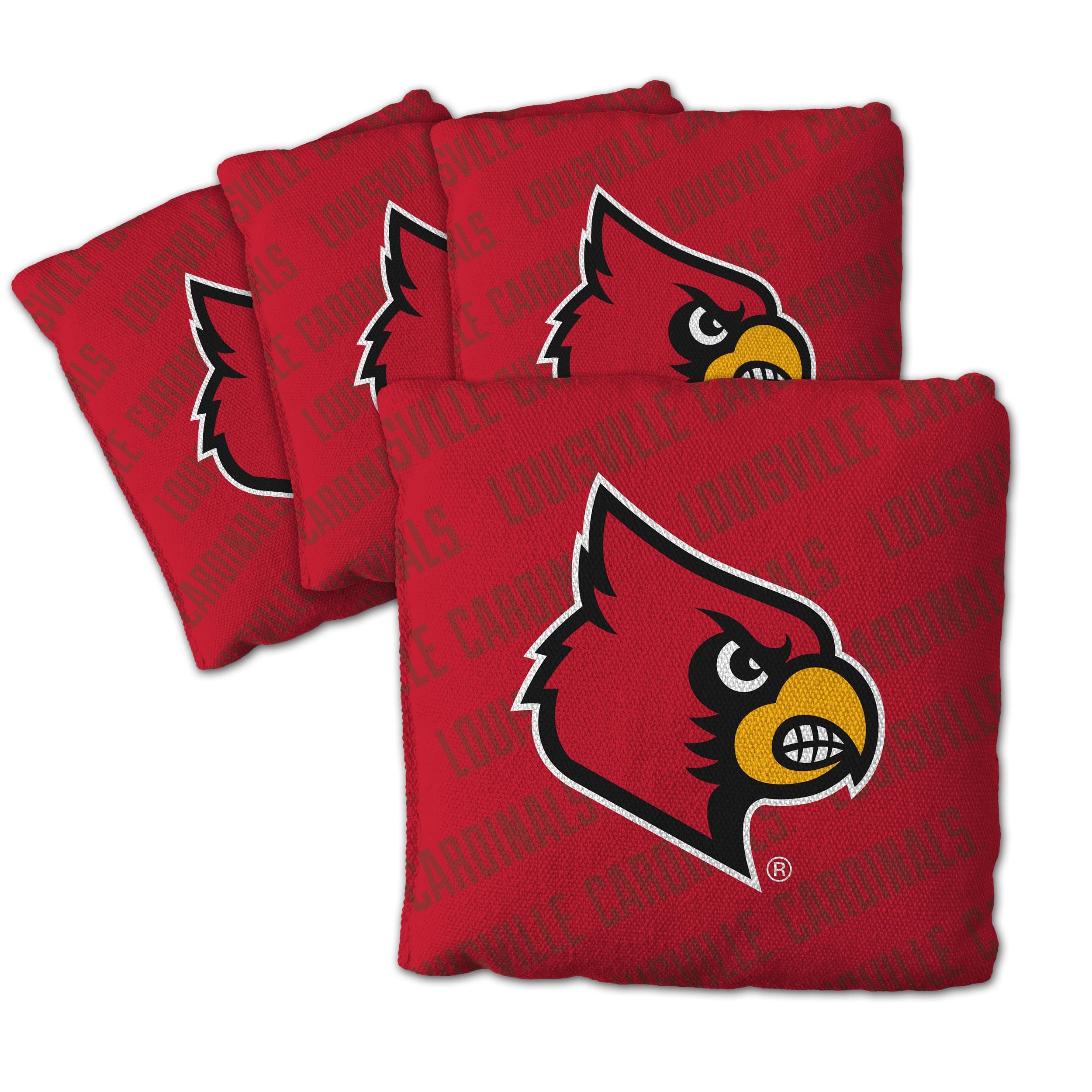 YouTheFan Officially-Licensed NCAA Louisville Cardinals Set of 4 Cornhole Bags - All Weather Regulation 6    x 6    Size - 16oz 