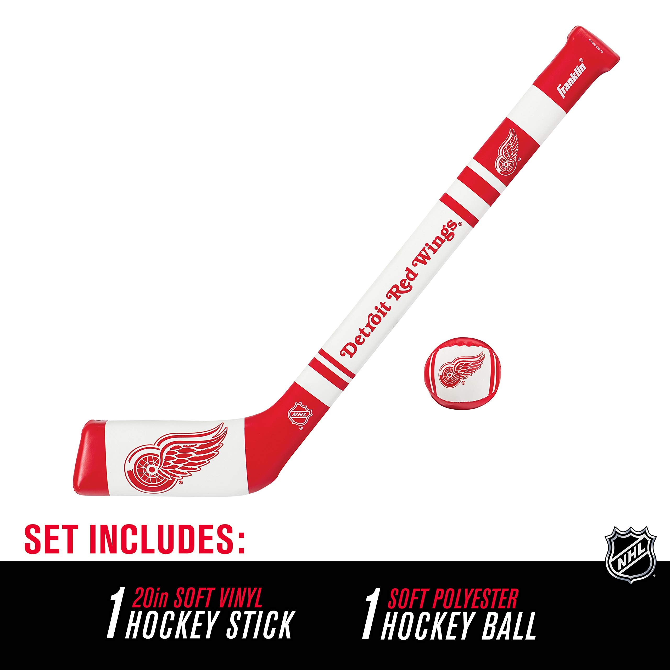 Franklin Sports Detroit Red Wings Nhl Mini Soft Hockey Stick Set - Nhl Team Soft Foam Mini Hockey Stick And Ball Set - Great Toy