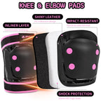 2Pm Sports Knee Pads For Women, Wrist Guards Knee And Elbow Pads Set With Drawstring Bag, Protective Gear Set For Girls Kids Rol