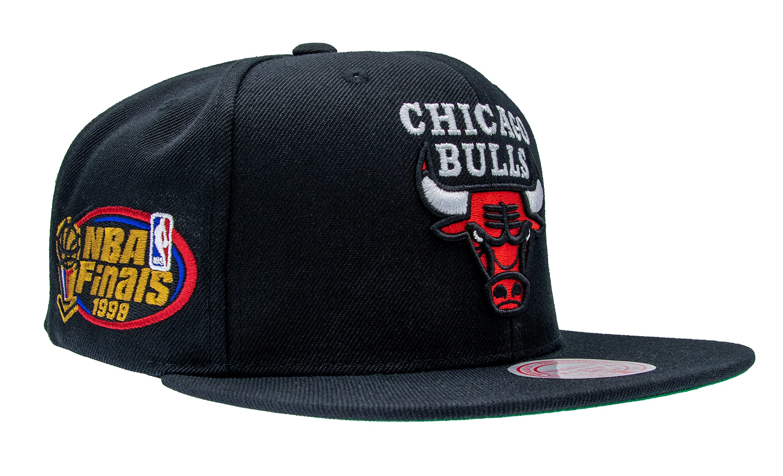 Mitchell & Ness Chicago Bulls Nba Top Spot Snapback Hat Adjustable Cap - Black1998 Nba Finals Side Patchhardwood Classics