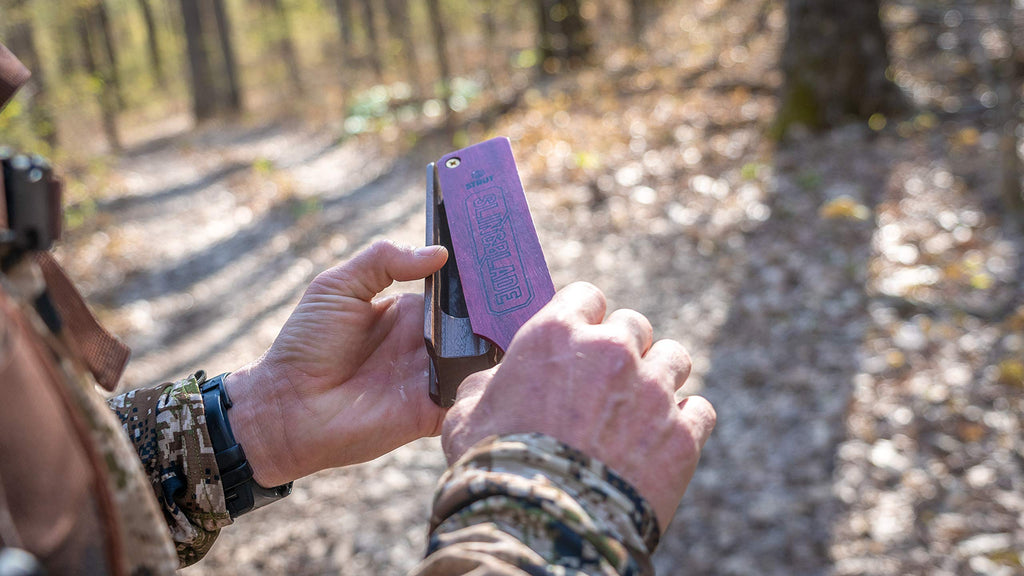 Hunters Specialties Hs Strut Slingblade Walnut Turkey Clucks Cutts Yelps Purrs High Pitch Hunting Single-Sided Box Call, Brown
