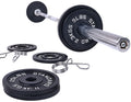 Signature Fitness Cast Iron Olympic 2-Inch Weight Plates Including 7FT Olympic Barbell, 130-Pound Set (85 Pounds Plates + 45 Pou