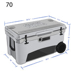 Frosted Frog Original Gray 70 Quart Ice Chest Heavy Duty High Performance Roto-Molded Commercial Grade Insulated Cooler With Whe
