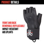 Triple Eight Hired Hands Skateboarding Wrist Guard Gloves, Small, Black