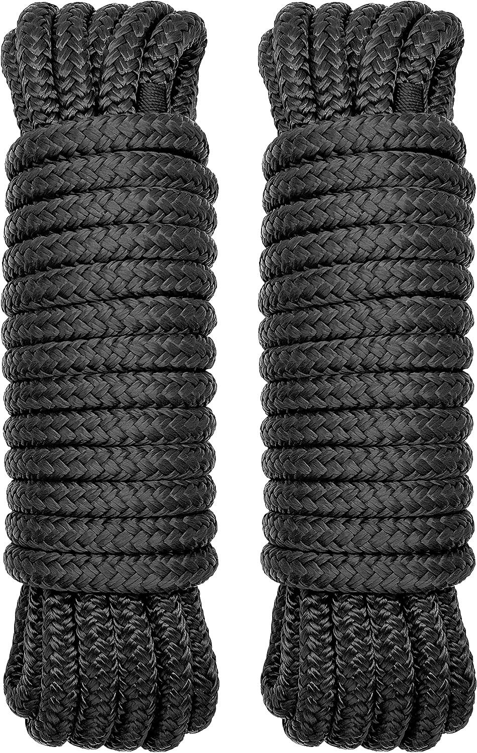 PACTHSD 2 Pack 1/2 x 25 Boat Dock Lines - Marine Grade Nylon Boat Rope with 12 Loop for Docking and Mooring - Double Braided Bo