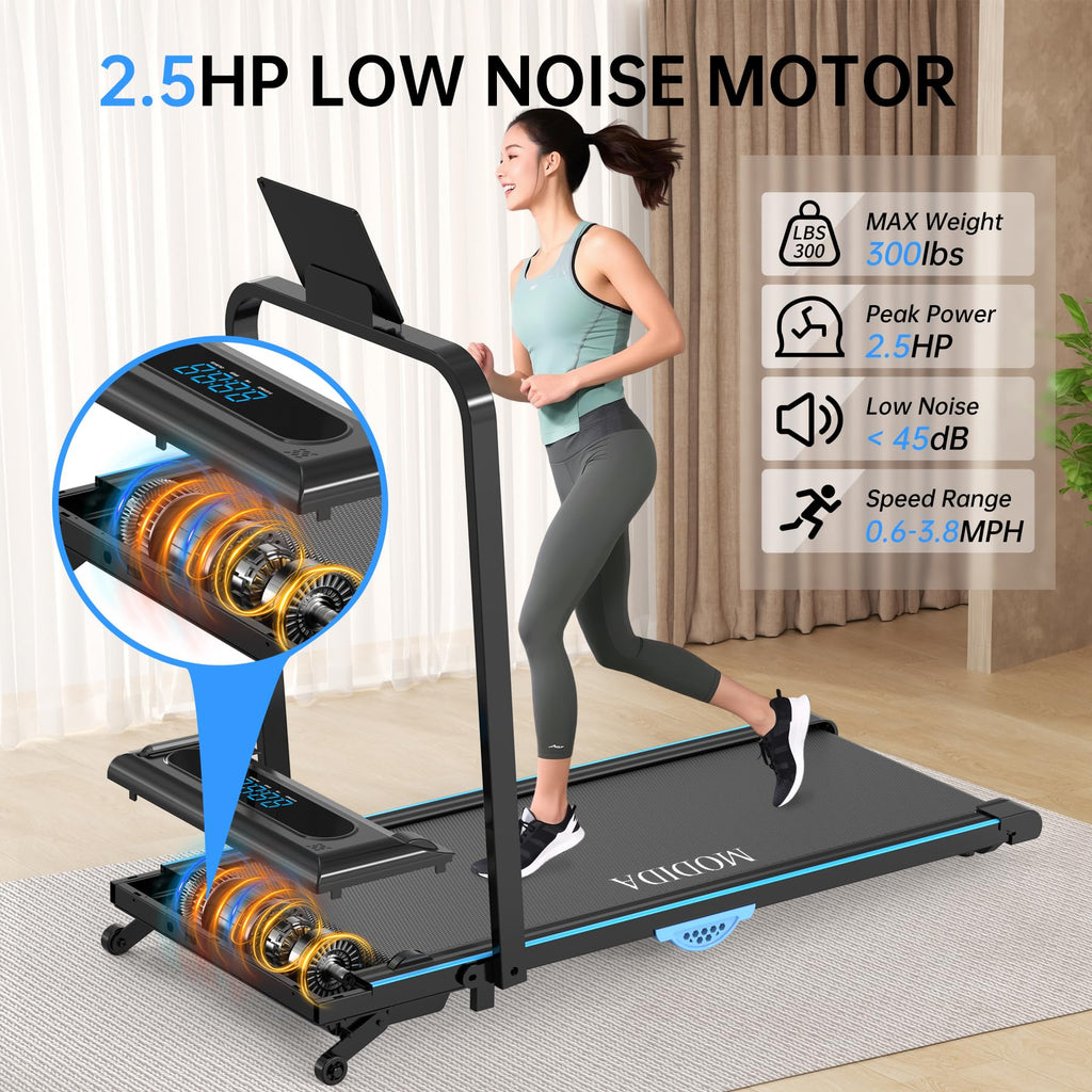 Modida 3-In-1 Foldable Treadmill For Home, Portable Walking Pad & Running Machine With Remote Control & Led Display, Compact Ele