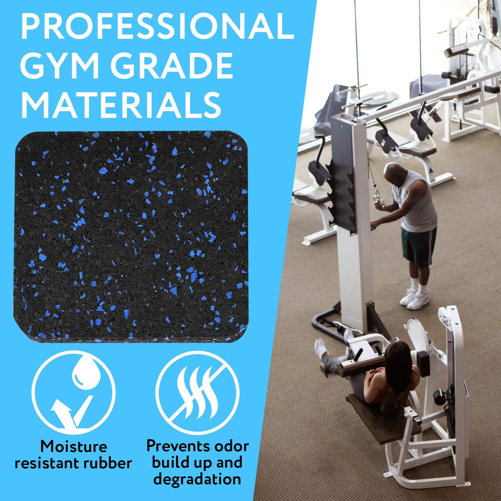 [6 Pack] Exercise Equipment Mat 4'' X 4'' X 0.5'' Pads - Treadmill Mat For Carpet Protection - Protective Anti-Slip Treadmill Pa