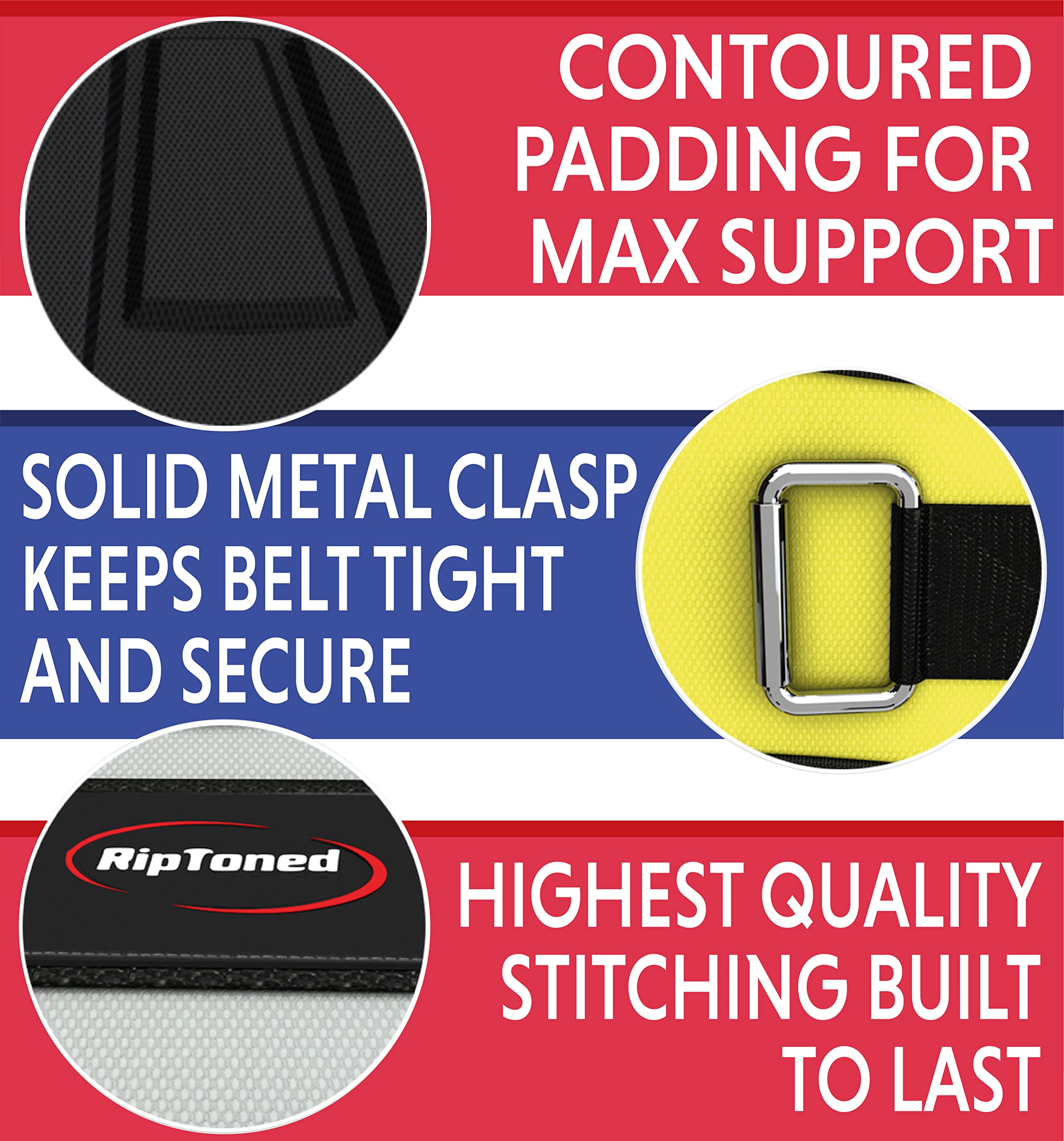 Rip Toned 6In Weightlifting Belt, Powerlifting, Bodybuilding Belt Men & Women, Back Support Weight Lifting (Red, Xxl)