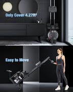 Yosuda Water Rowing Machines With Bluetooth-Water Rowers 350Lbs Weight Capacity For Home Use With Smooth Aluminum Dual Slide Rai