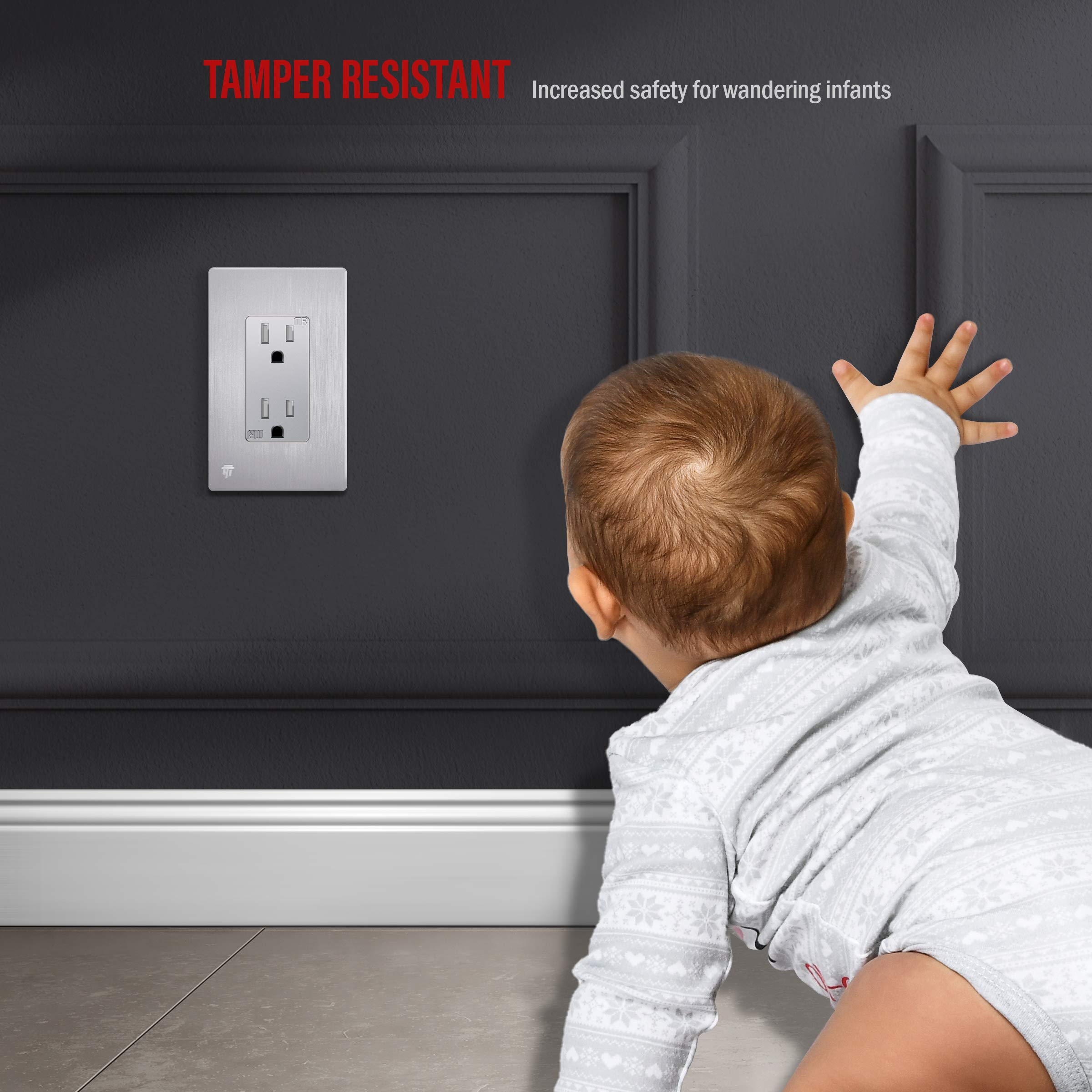 Enerlites Elite Series Screwless Decorator Wall Plate Child Safe Outlet Cover, Gloss Finish, Size 1-Gang 468 H X 293 L, Unbreaka