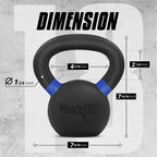 Yes4All Powder Coated Cast Iron Competition Kettlebell With Wide Handles & Flat Bottoms - 8 Kg / 18 Lb
