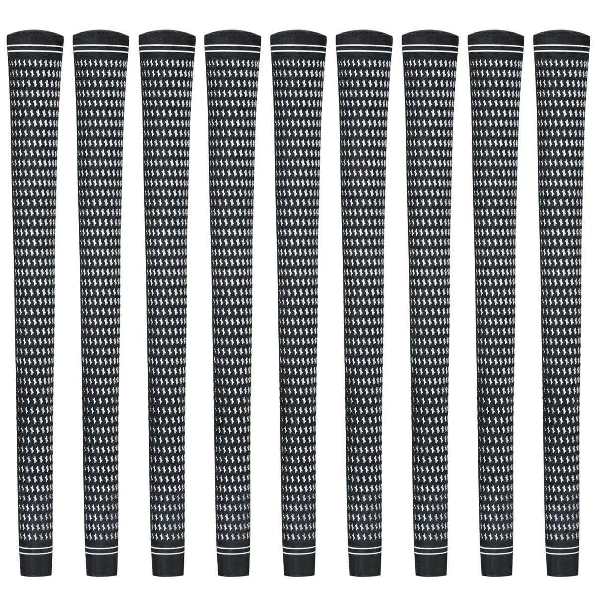 Karma Revolution 360 Black/White Jumbo Golf Club Grips for Men (9 Piece Set), +1/16 Oversized