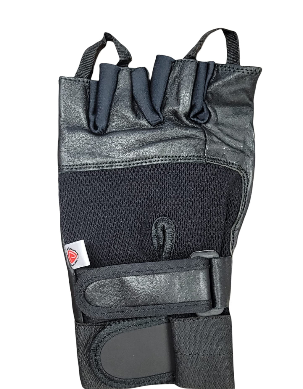 Prime Sports Leather Padded Spandex Fingerless Weight Lifting Training Cycling Driving Wheelchair Gloves-022 (Large)
