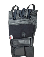 Prime Sports Leather Padded Spandex Fingerless Weight Lifting Training Cycling Driving Wheelchair Gloves-022 (Large)