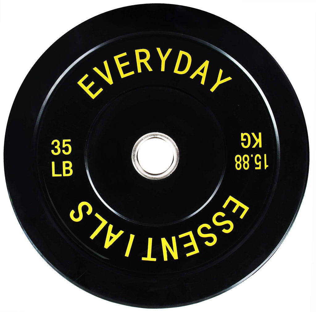 Signature Fitness 2'' Olympic Bumper Plate Weight Plates With Steel Hub, 35Lb, Single, Black