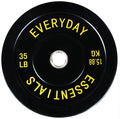 Signature Fitness 2'' Olympic Bumper Plate Weight Plates With Steel Hub, 35Lb, Single, Black