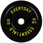 Signature Fitness 2'' Olympic Bumper Plate Weight Plates With Steel Hub, 35Lb, Single, Black