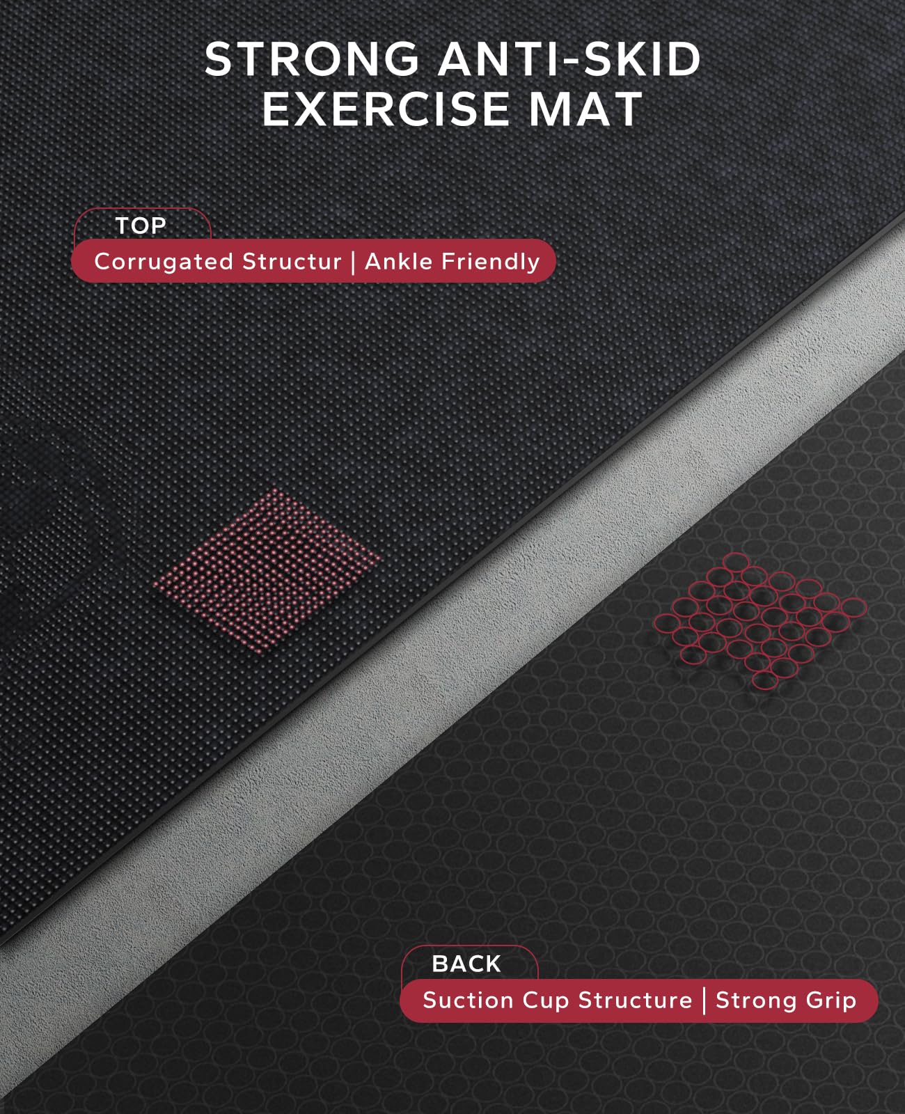 Hapbear Extra Large Exercise Mat 6X4X8Mm(13 Inch), Non Slip, Ultra Durable, Thick Workout Mats For Home Gym Flooring Cardio, Yog