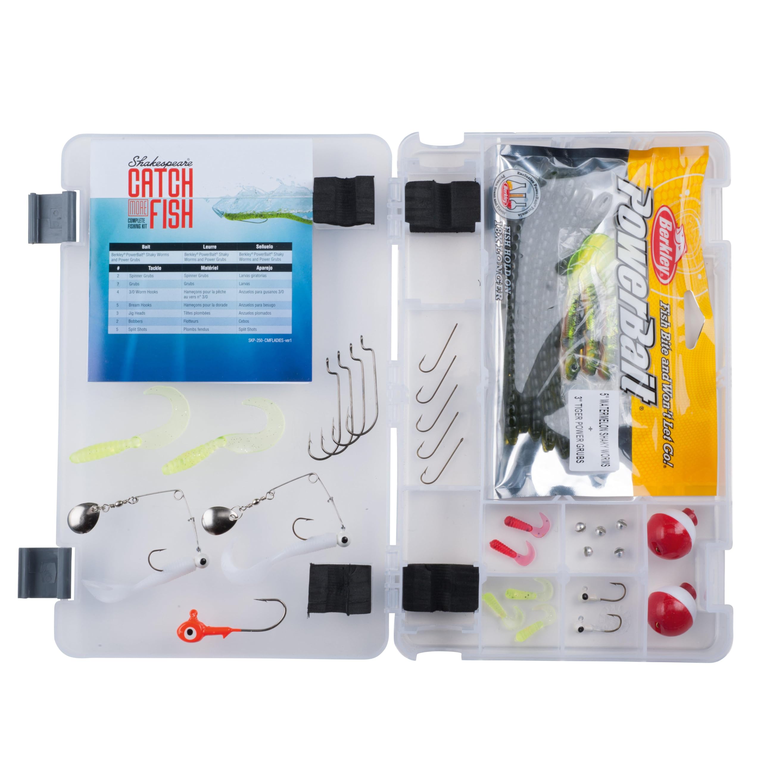 Shakespeare Catch More Fish Ladies Spincast Fishing Combo, Includes Shakespeare Fishing Rod & Reel, Berkley Fishing Baits, Live