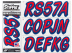 Stiffie Whipline Red/Navy 3 '' Boat & Pwc Registration Decals  Numbers Letters Stickers