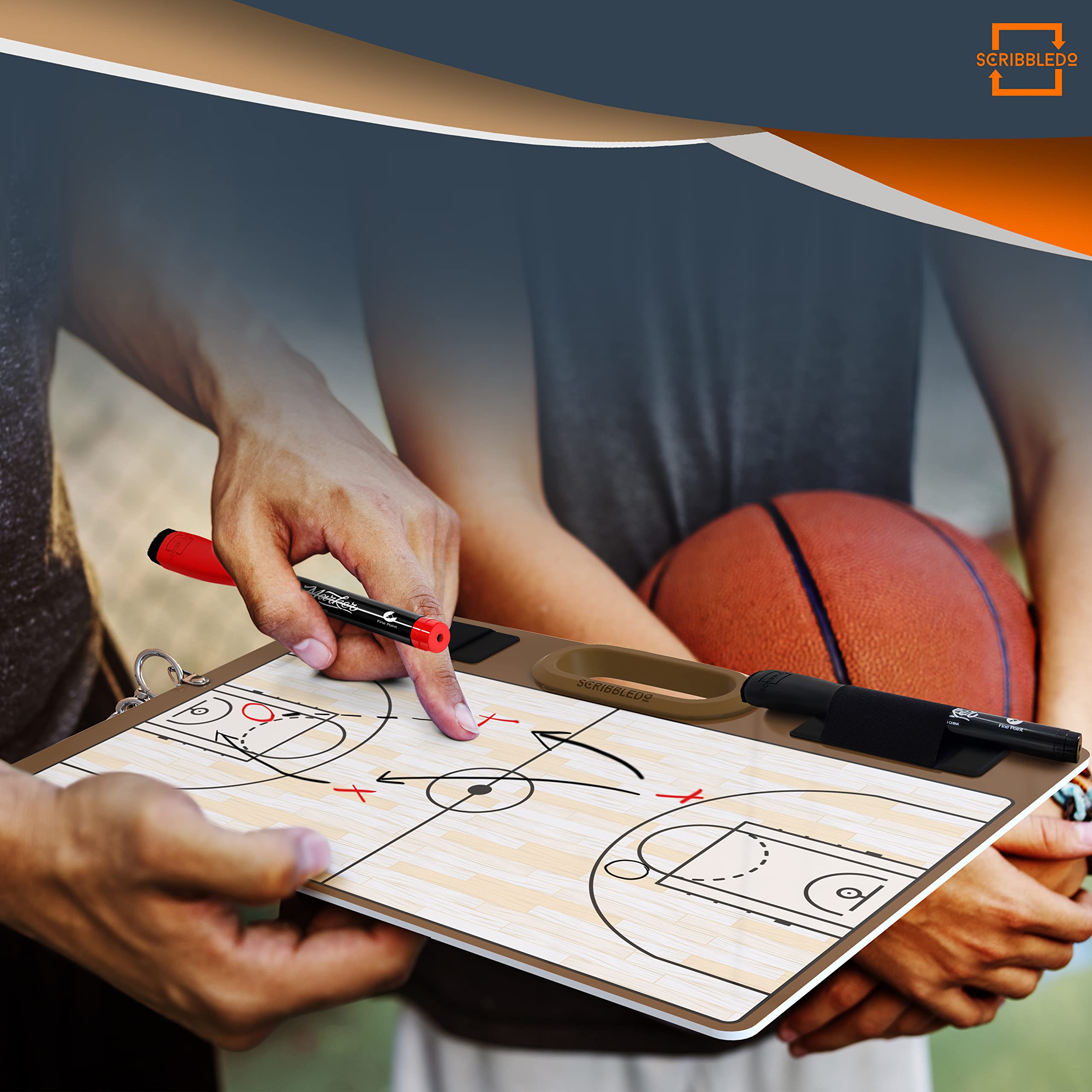 Basketball Dry Erase Board For Coaches 15X10.5 Double Sided Basketball Whiteboard Coaching Board Equipment Includes 2 White Boar
