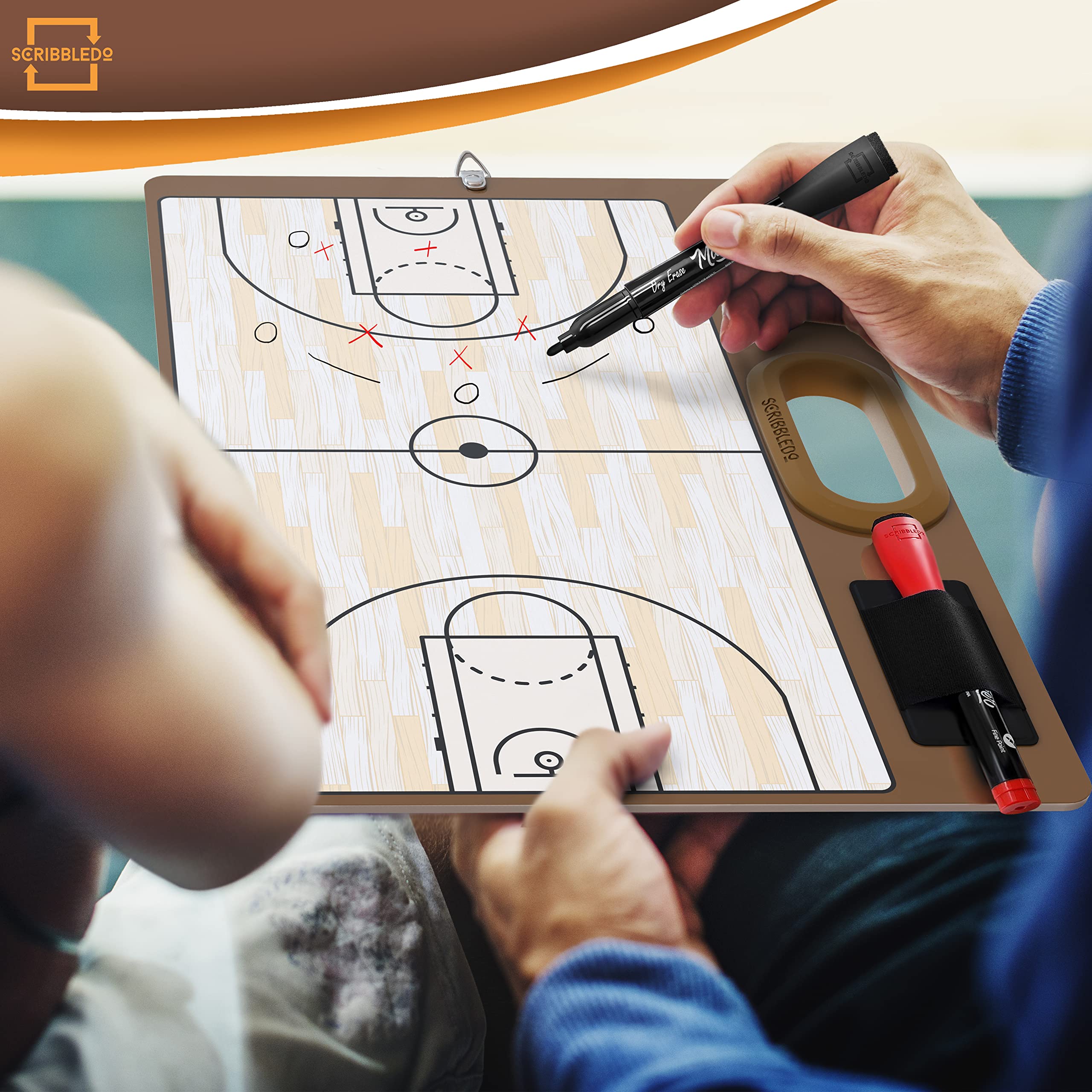 Basketball Dry Erase Board For Coaches 15X10.5 Double Sided Basketball Whiteboard Coaching Board Equipment Includes 2 White Boar