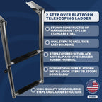 Five Oceans 2 Step Boat Ladder, Over Platform Telescoping Boat Ladders, Boat Swim Ladder, Boat Boarding Ladder, 316 Stainless St