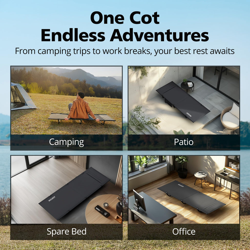 Mojest Ultralight Camping Cot For Adults - Portable Folding Camping Bed, Supports 350 Lbs - Lightweight For Travel, Camping, Hik