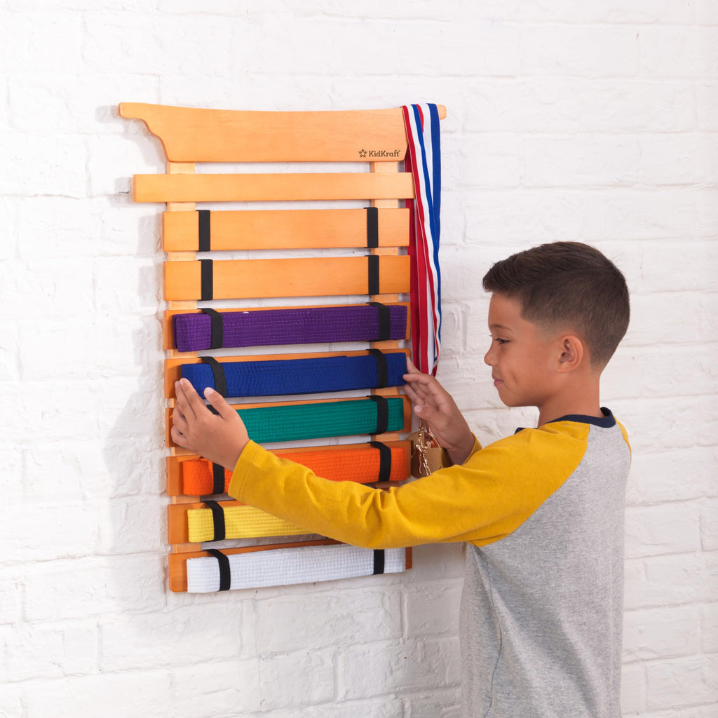 Kidkraft Martial Arts Wooden Belt Holder Hanging Display For 8 Belts (Unpersonalized)