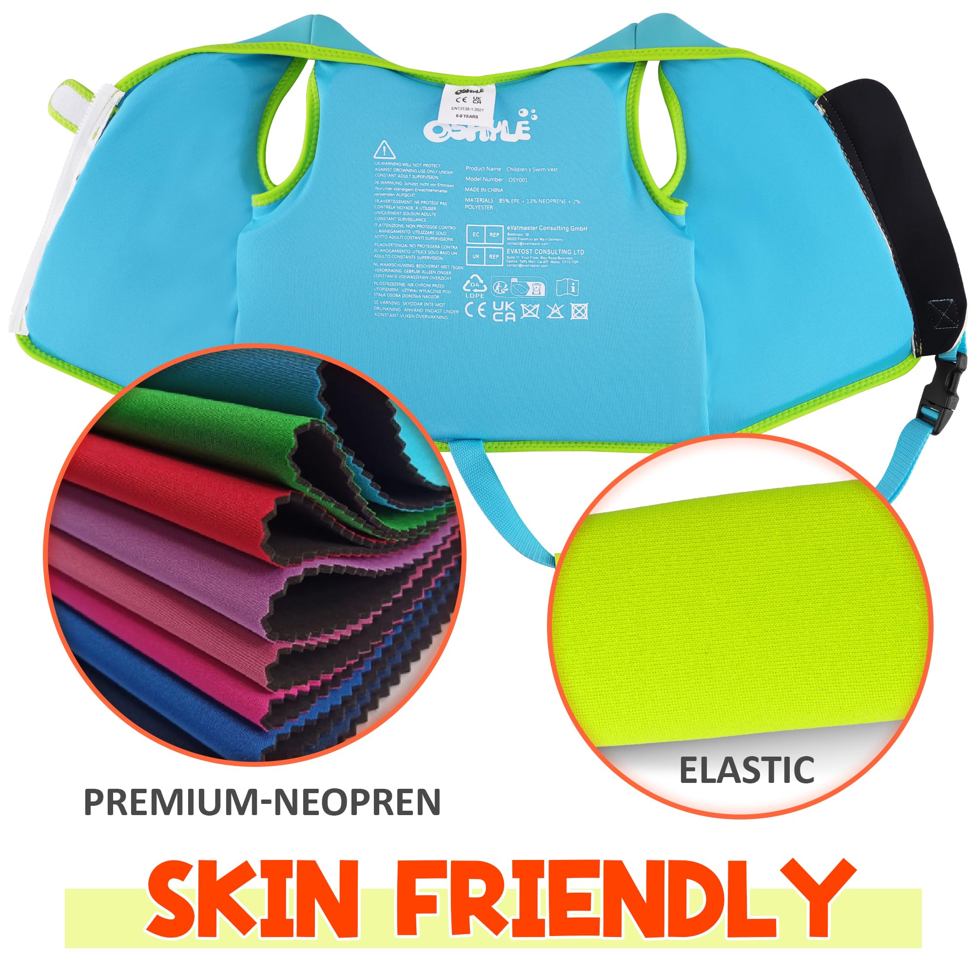 Oshyle Children'S Girls Boys Swimming Vest For Toddlers With Adjustable Safety Straps Age 1-9 (Crocodile, L(6-9))