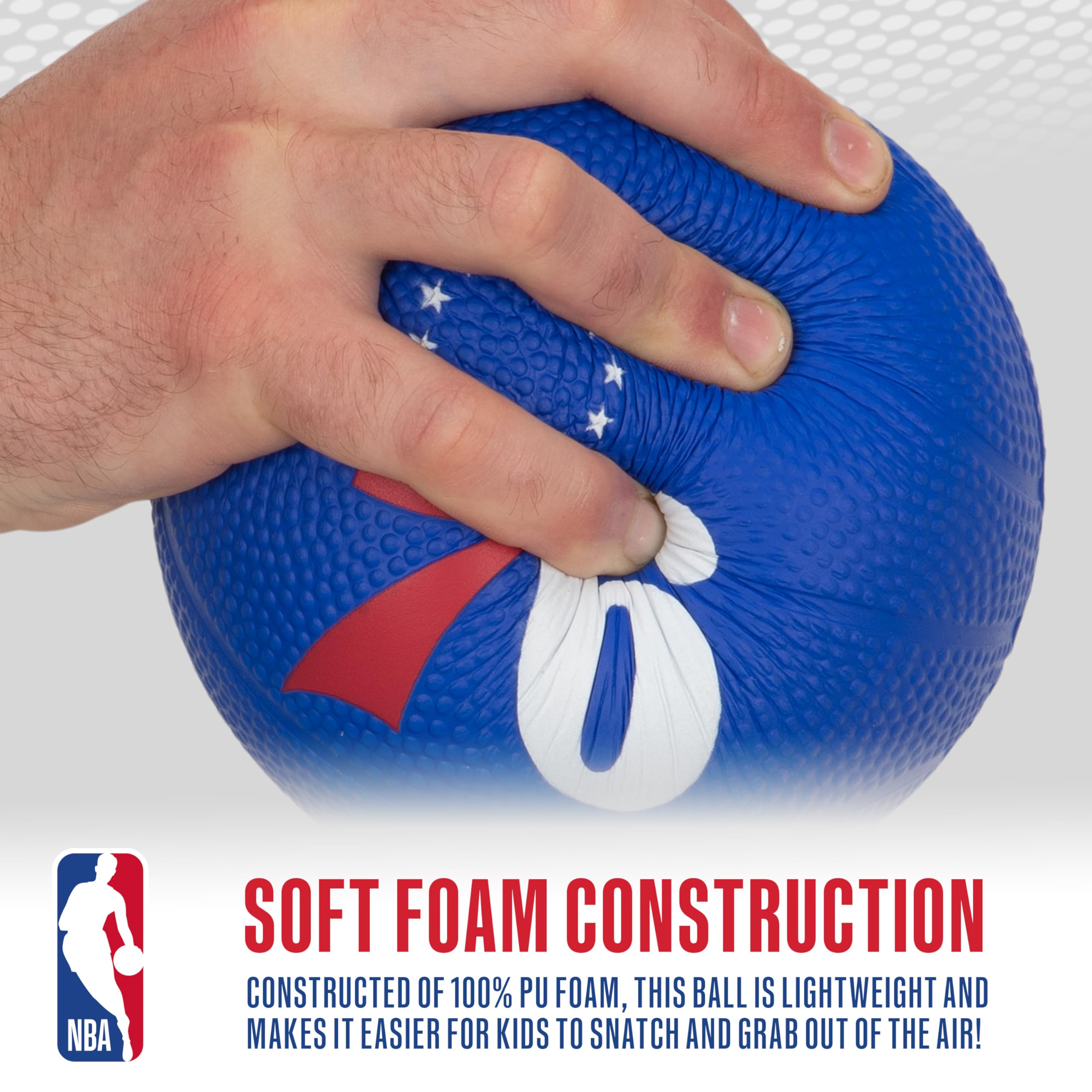 Franklin Sports Nba Philadelphia 76Ers Mini Foam Basketball - Kids 5.5'' Inch Toy Basketball For Over The Door + Mini Indoor Hoo
